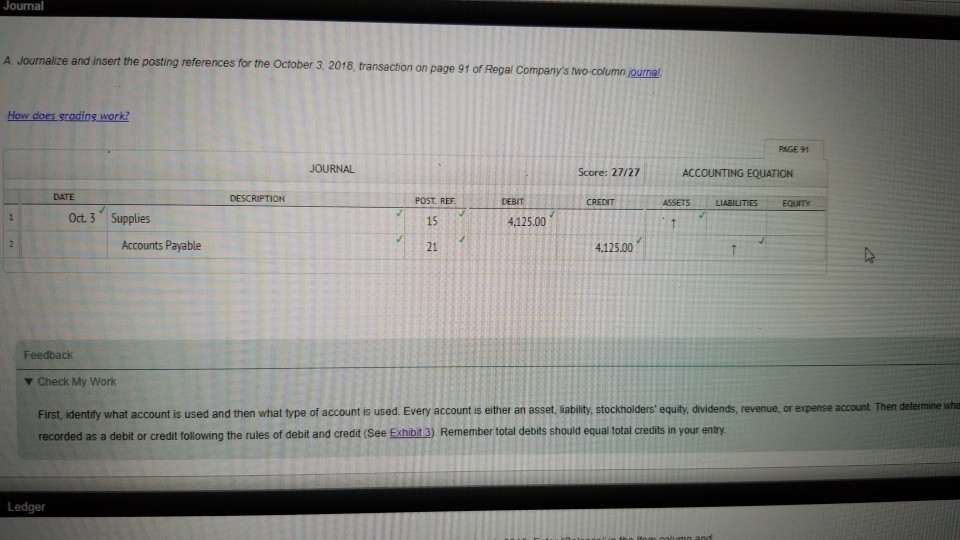 not working please help CHART OF ACCOUNTS Regal Company General Ledger EETAL