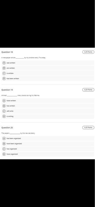 Question 17 Thes rebut were Question 1 are w Dewi Question 19