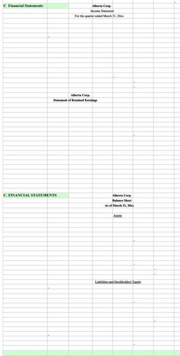 Income Statement, Retained Earnings Statement and Classified Balance Sheet. D. Journalize the