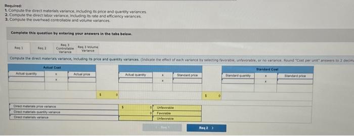 the cirect labor vatiance, including its rate and efikiency variances. 3. Compute