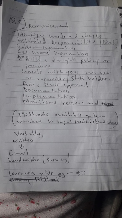  Recognised Identify needs and cheres Establied Responsibility (Divide) Cother importation Get