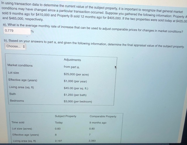 In using transaction data to determine the current value of the