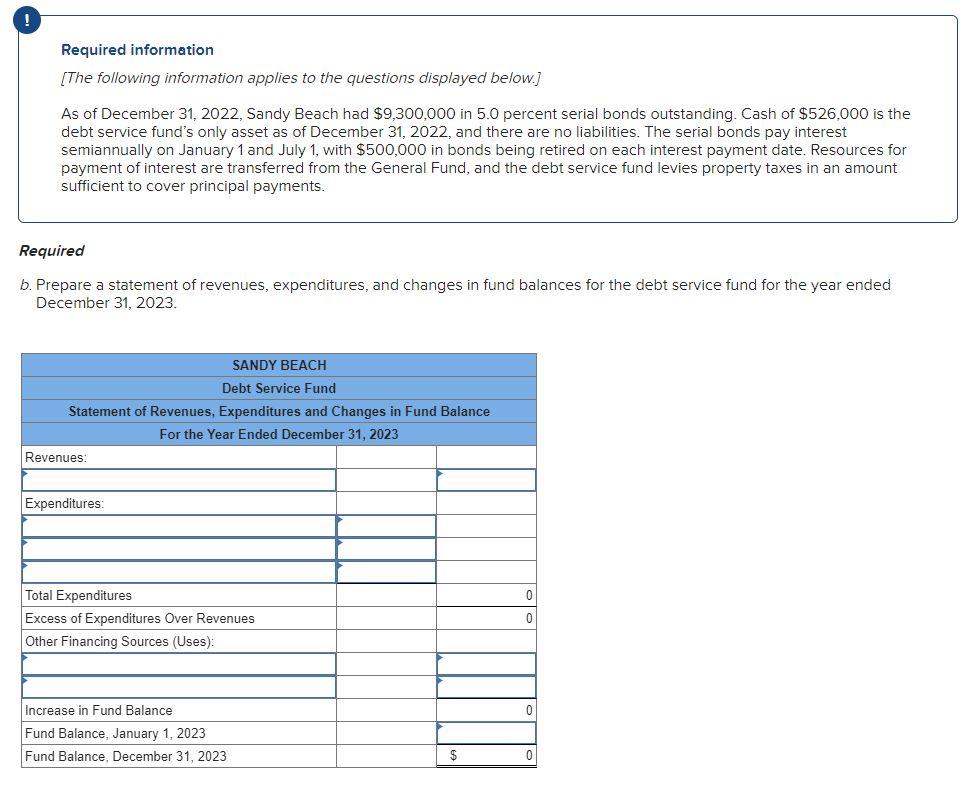$526,000 is the debt service funds only asset as of December 31,
