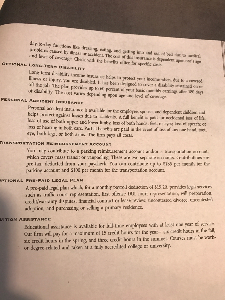 understanding of some of the benefits offered in a flexible benefit plan.