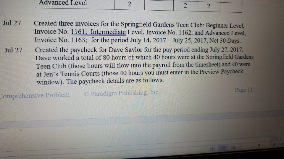 for $900, paid immediately, Check No. 73. Jen also recorded the previous