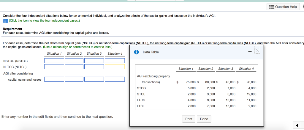 Question Help Consider the four independent situations below for an unmarried