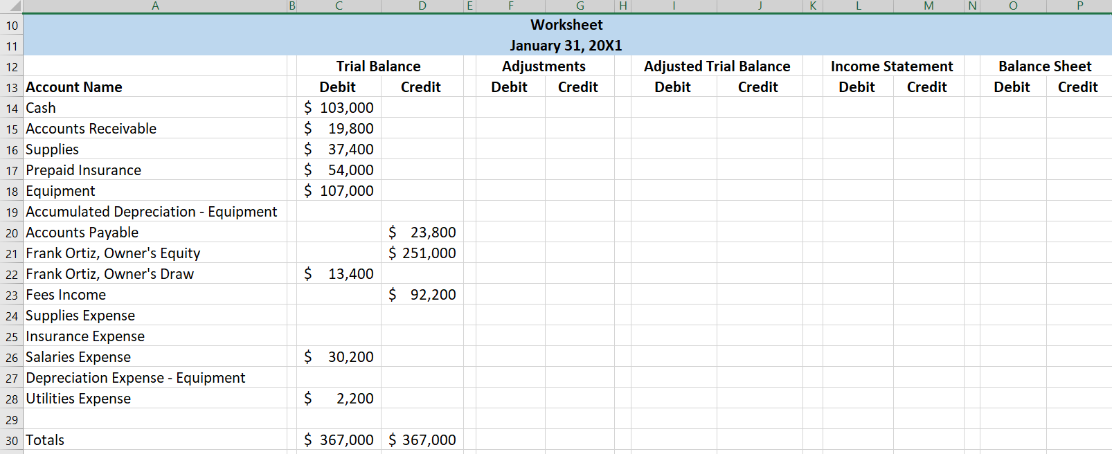 N 1 2 The trial balance of Ortiz Company as of January