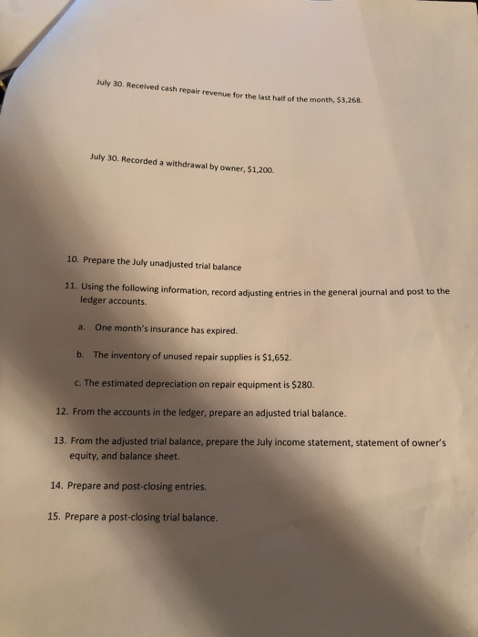 company: June 1. Began business by depositing $20,000 in a bank account