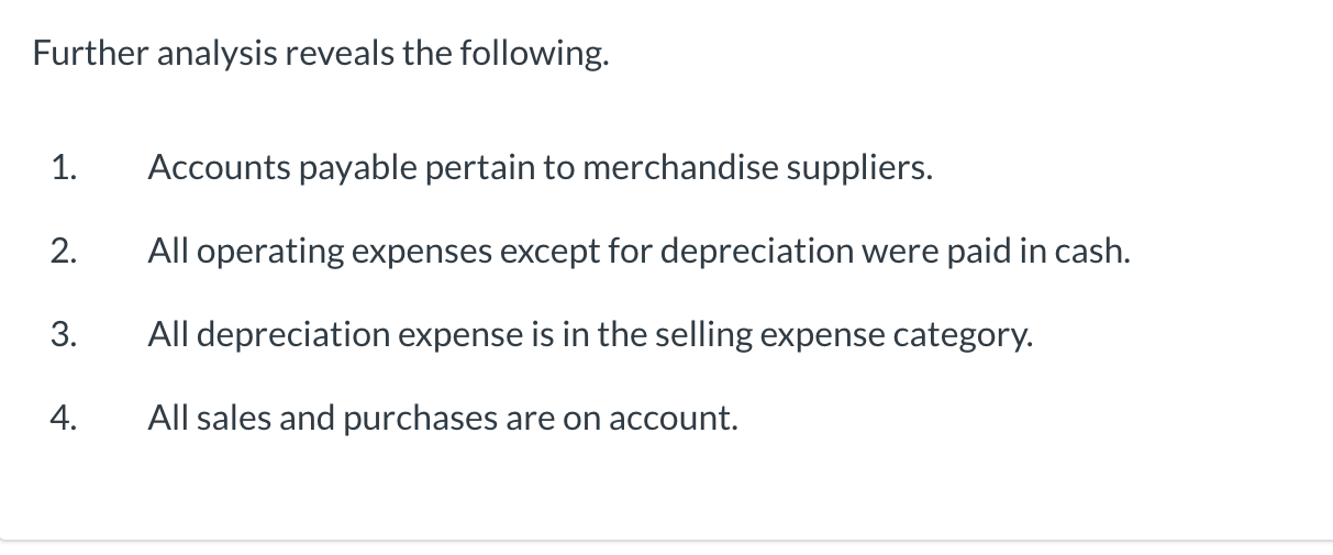 paid were $24,140. 3. During the year equipment was sold for $9,800