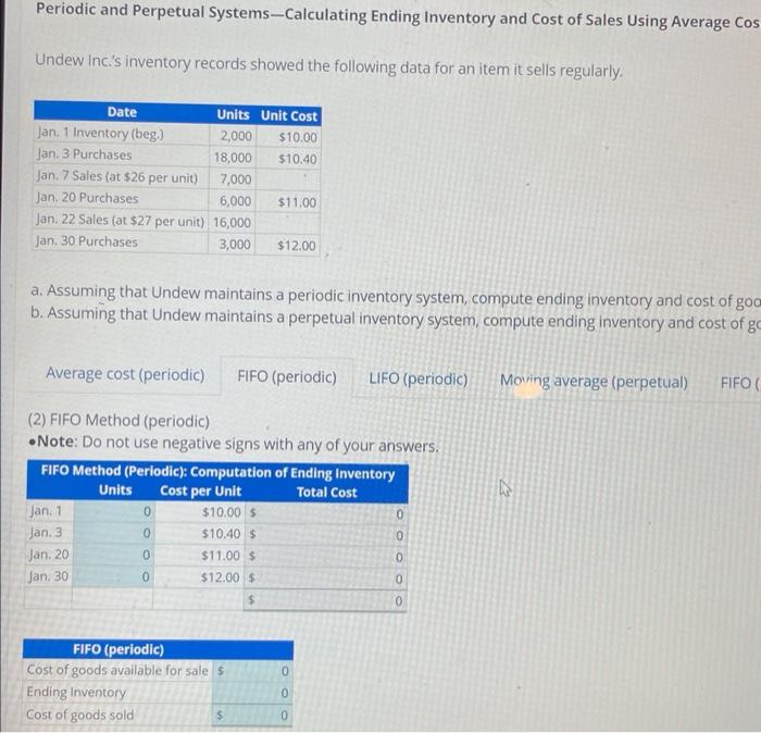 Ending Inventory and Cost of Sales Using Average Cont (Mowing Average). FIFO,