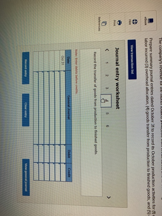 is $244,000. Prepare summary journal entries dated October 31 to record its