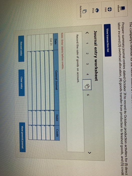 October production activities for (1) direct materials usage. (2) direct labor incurred