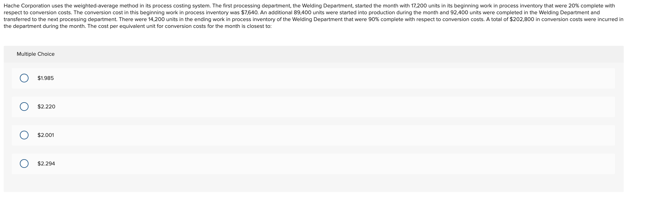system. This month, the beginning inventory in the first processing department consisted