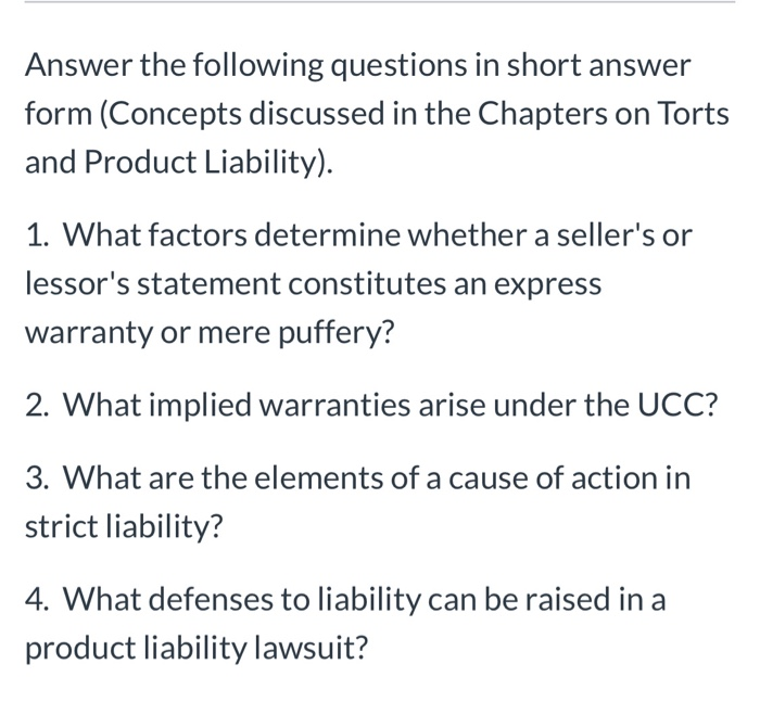 Answer the following questions in short answer form (Concepts discussed in