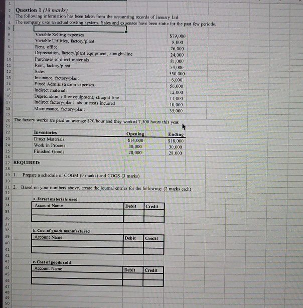  4 9 6,000 1 2 Question 1 (18 marks) 3 The
