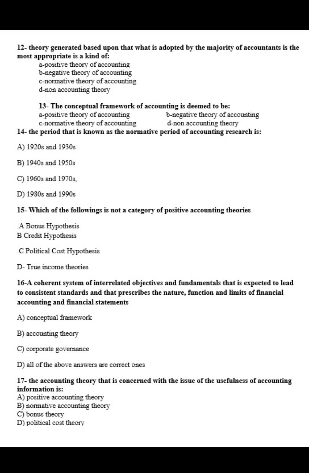  Accounting theory 12- theory generated based upon that what is adopted