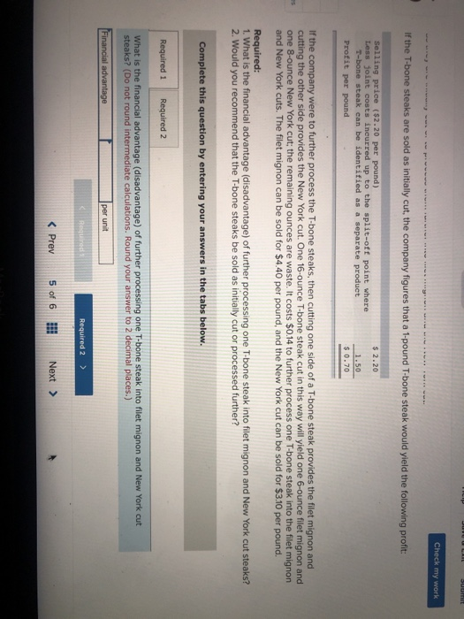 Sell or Process Further Decision [L011-7 (Prepared from a situation suggested by