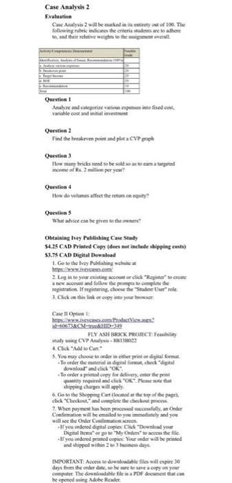  Case Analysis 2 Evaluation Case Analysis 2 will be marked in