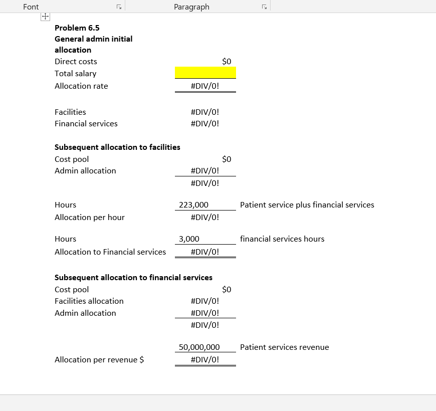 Needing help with the excel sheet PLEASE Now assume that the hospital