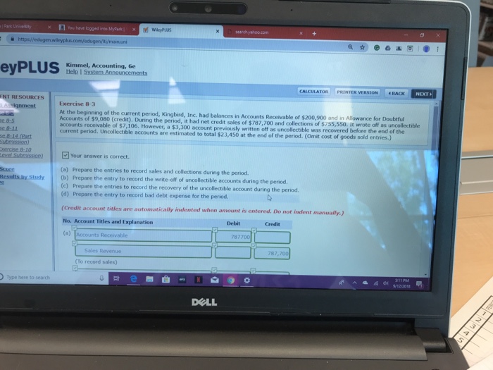  Kimmel, Accounting, 6e Help I PRIN TEAe VERSION. BACK NEXT T