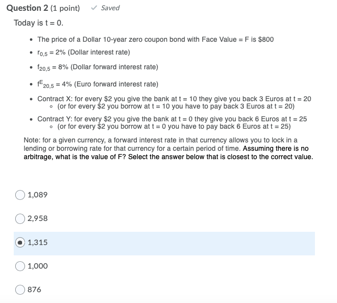 the value of F is $1 less than what it should be