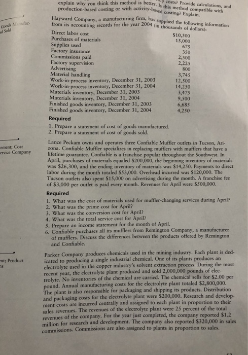 pplease do the first excirse and expain it. the Hayward compony excirses.