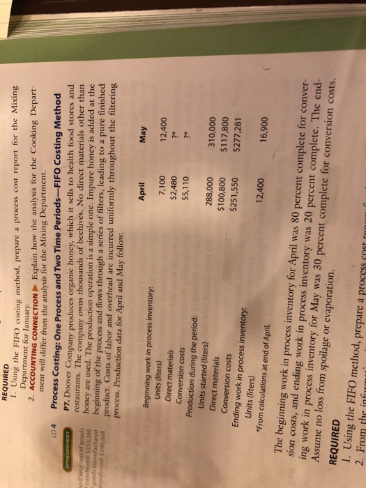  In FIFO Costing method (managerial accounting), In the beginning work in