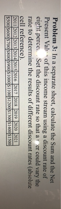 *show calculations* Problem 3: In a separate sheet, calculate the Sum