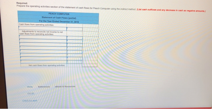 Portions of the financial statements for Peach Computer are provided below PEACH