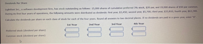  Dividends Per Share Lightfoot Inc., a software development form, has stock