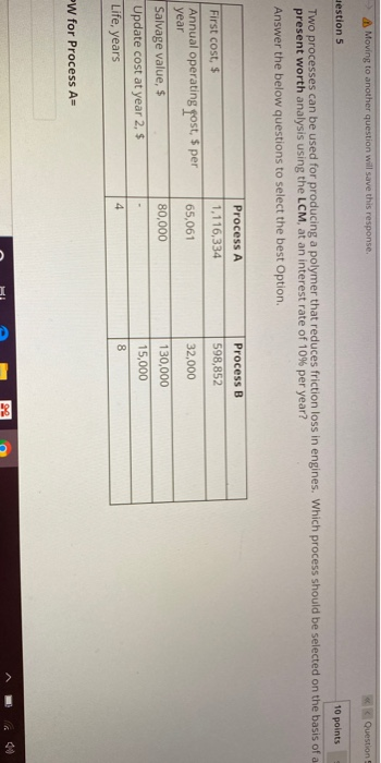  Moving to another question will save this response. Question uestion 5