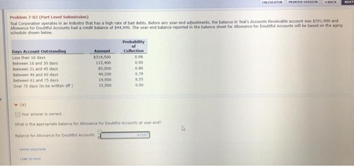 answer 7-03 part C CALCULATOR PRINTER VERSION HACK NEXT Problem 7.0.3 (Part