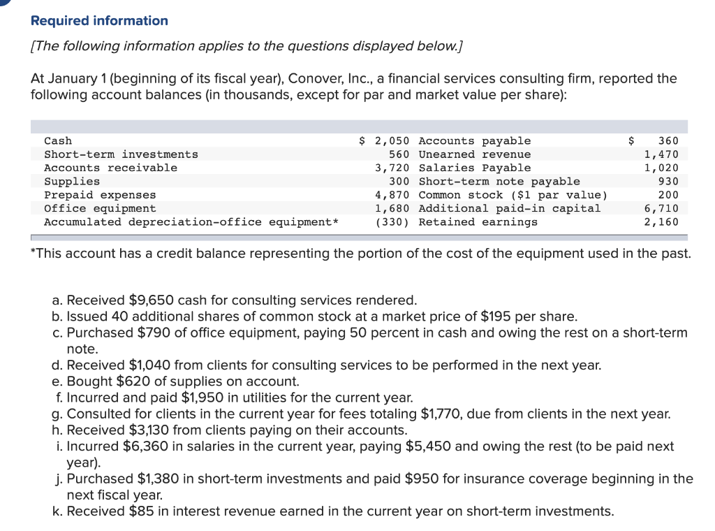 same format from letter a to k: Required information [The following information