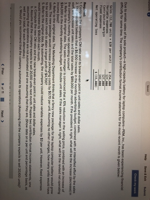  mework 1 Seved Help Save & Exit Submit Check my work