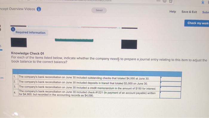  mcept Overview Videos 6 Saved Help Save & Exit Sub Check
