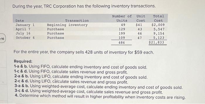 Help with part 3-a & b c & d During the year,