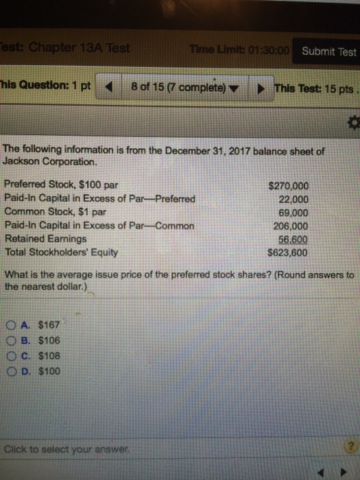  est: Chapter 13A Test Time Limlt: 01:30:00 Submit Test his Question: