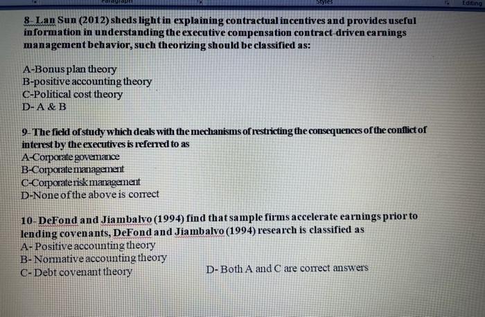 Change Styles Paragraph Styles Sele Editing 5- David (1998) implemented a research