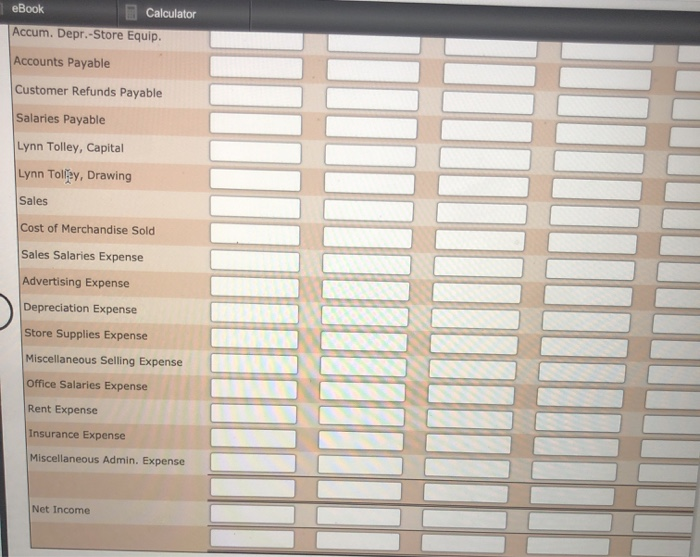 complete the spreadsheet using the following adjustment data. a. Merchandise inventory on