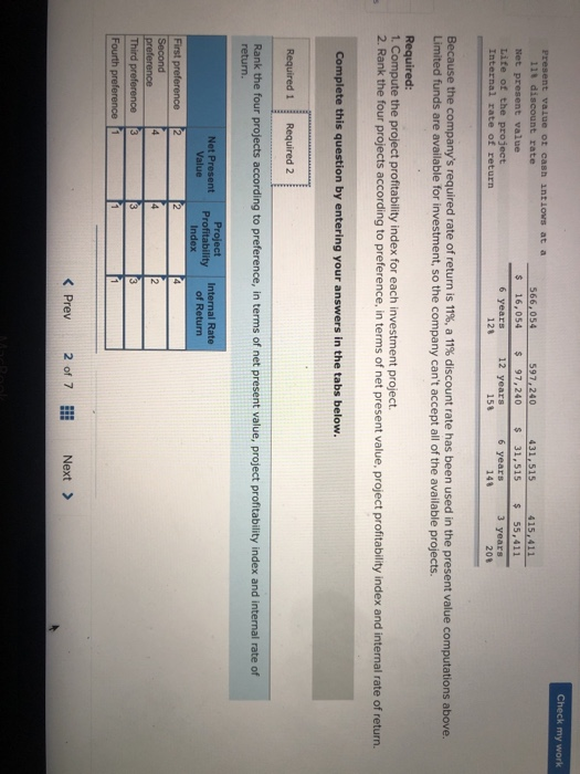 exploring four different investment opportunities. Information on the four projects under study