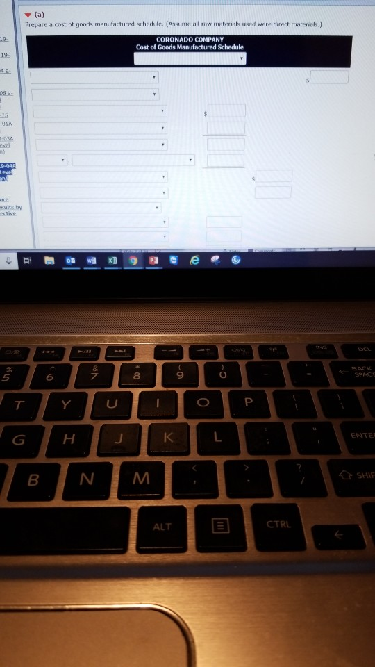 taken from the records of Coronado Company for the fiscal year ended