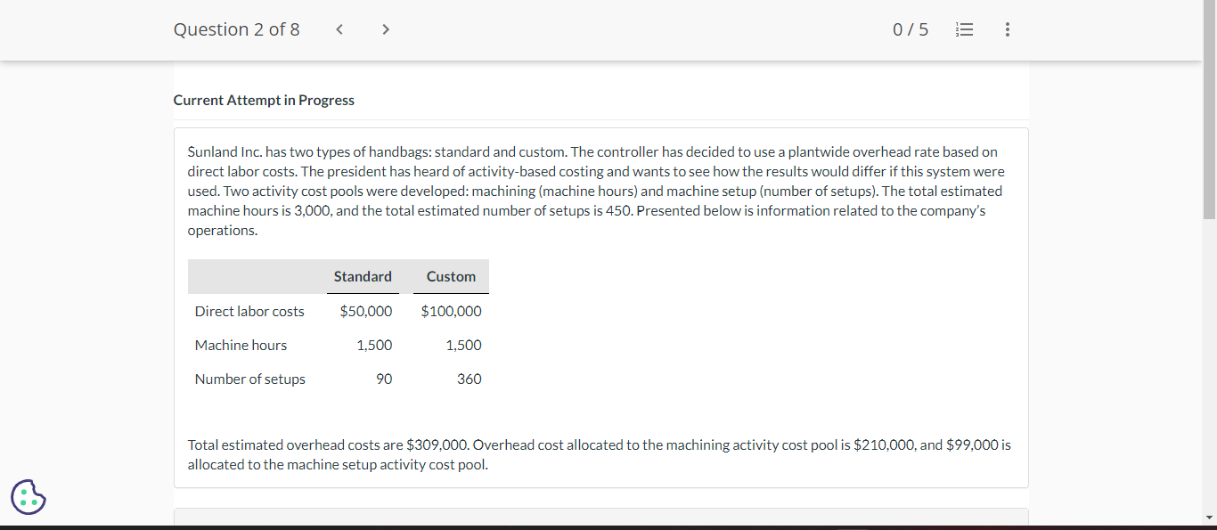 Please solve part A Current Attempt in Progress Sunland Inc. has two