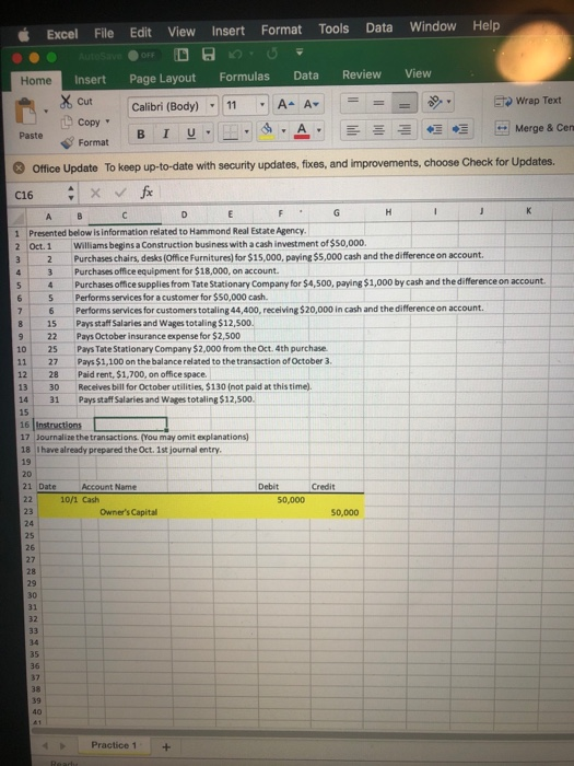  File Edit Excel View Insert Format Tools Data Window Help I