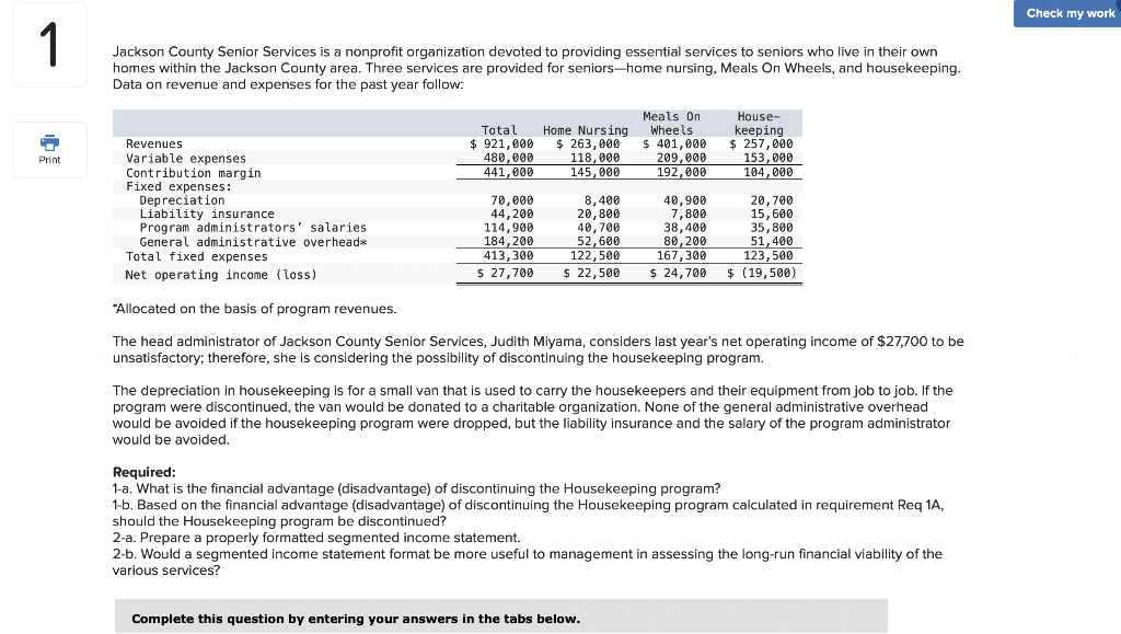  Check my work 1 Jackson County Senior Services is a nonprofit