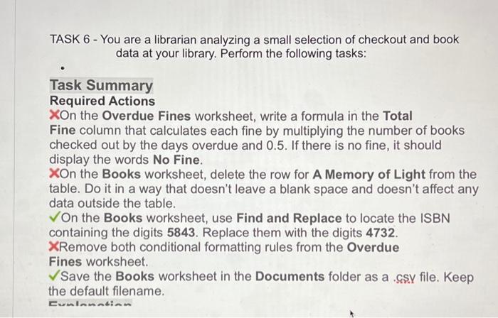  TASK 6 - You are a librarian analyzing a small selection
