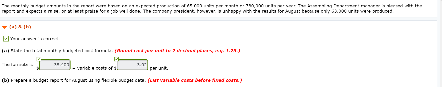 uses budgets in controlling costs. The August 2020 budget report for the