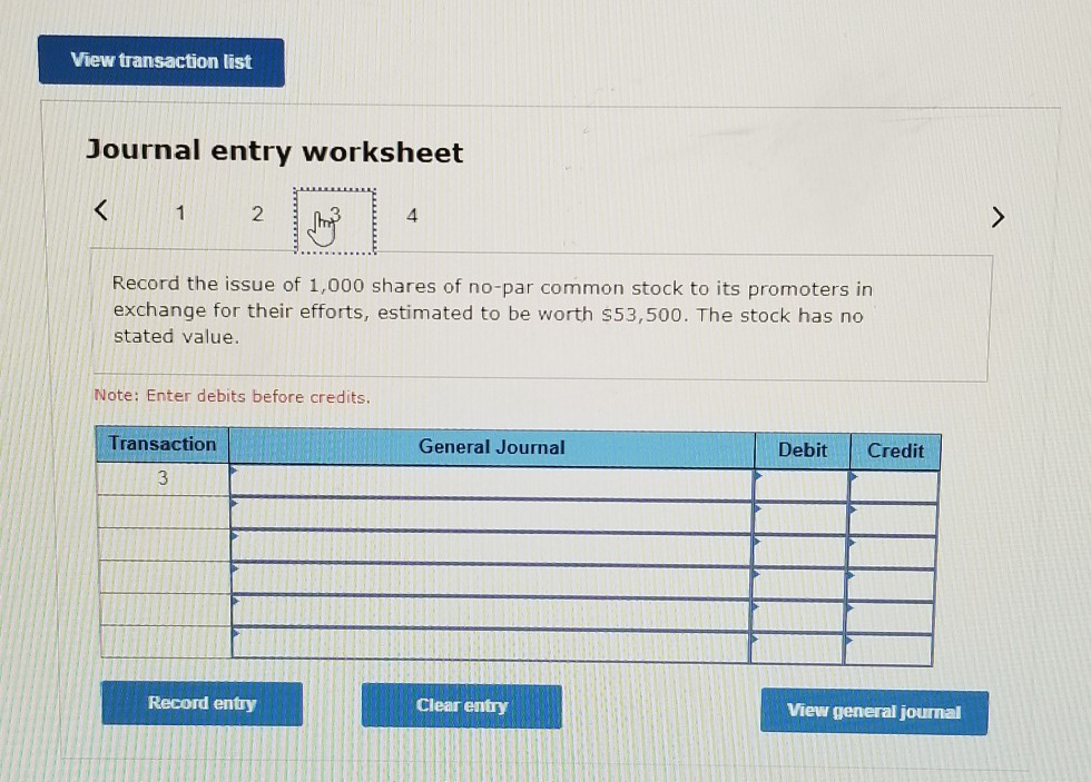 Record entry Clear entry View general journal View transaction list Journal entry