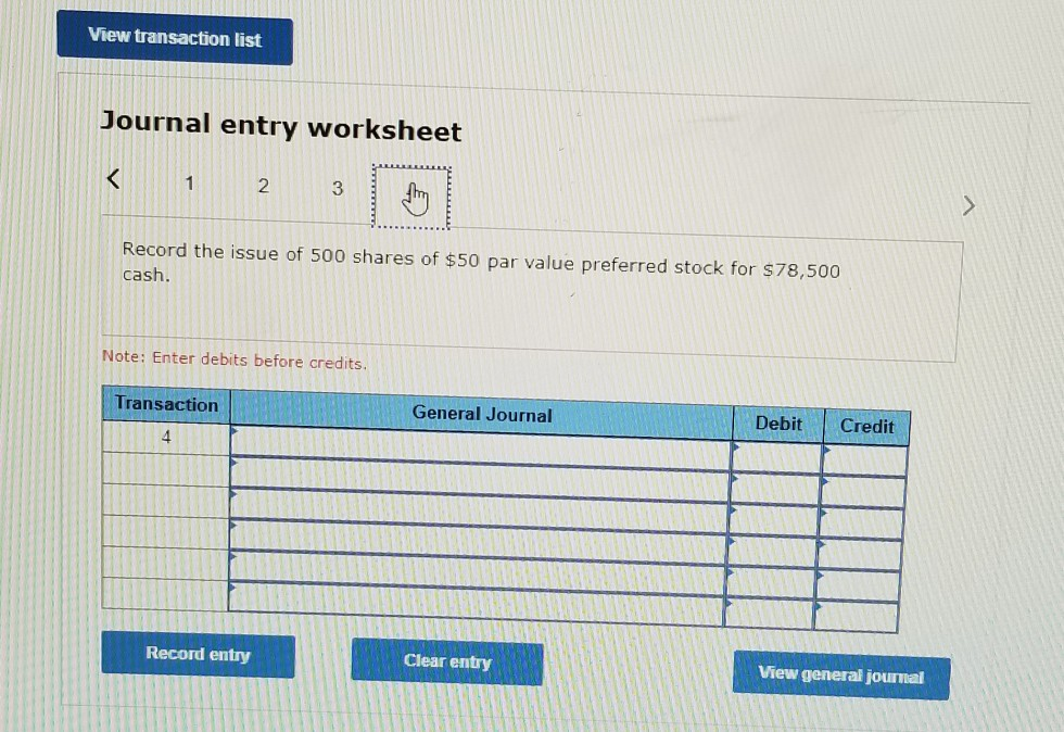 worksheet 3 4. Record the issue of 1,000 shares of no-par common