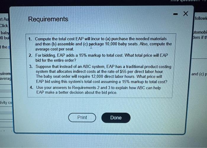 to (a) purchase the needed materials and then (b) assemble and (c)