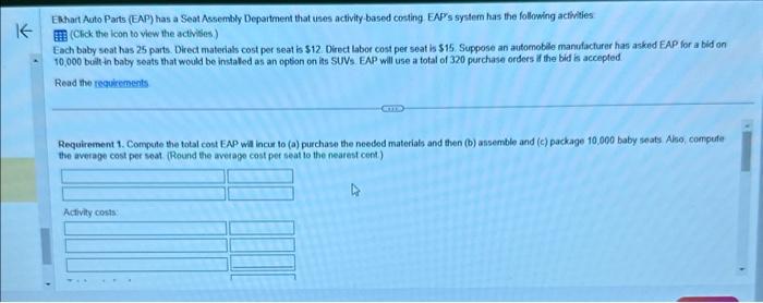 of an ABC system, EAP has a traditional product costing system that